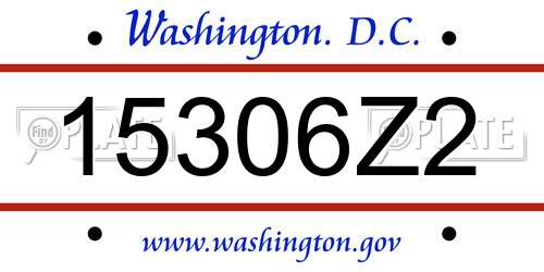 15306Z2 District Of Columbia License Plate