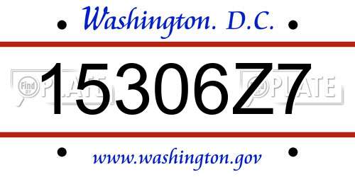 15306Z7 District Of Columbia License Plate