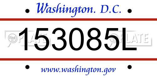 153085L District Of Columbia License Plate