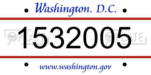 1532005 District Of Columbia License Plate