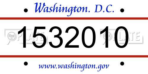 1532010 District Of Columbia License Plate