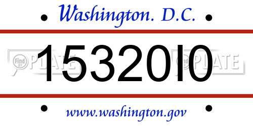 15320I0 District Of Columbia License Plate