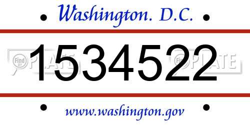 1534522 District Of Columbia License Plate