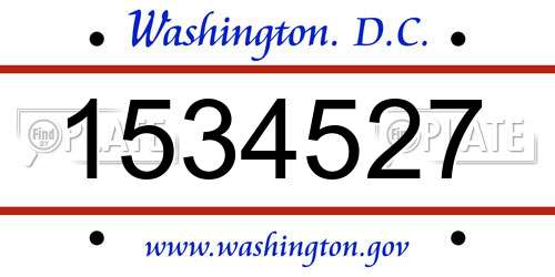 1534527 District Of Columbia License Plate