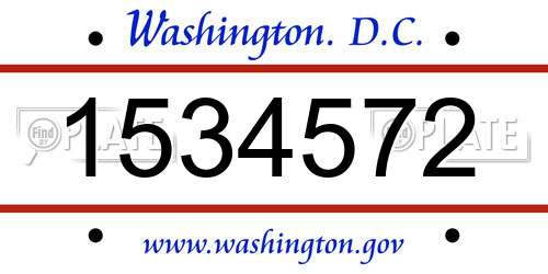 1534572 District Of Columbia License Plate