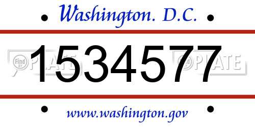 1534577 District Of Columbia License Plate