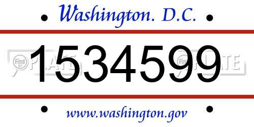 1534599 District Of Columbia License Plate