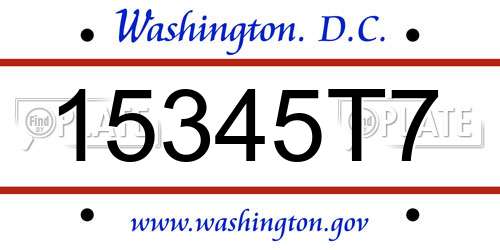 15345T7 District Of Columbia License Plate