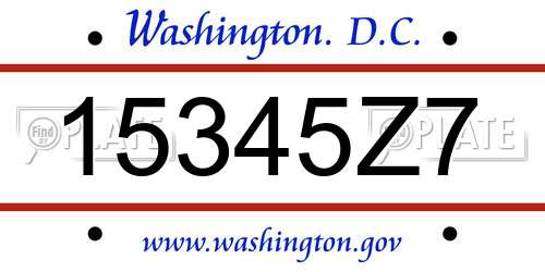 15345Z7 District Of Columbia License Plate