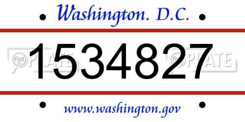 1534827 District Of Columbia License Plate