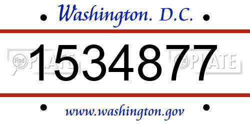 1534877 District Of Columbia License Plate