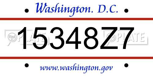 15348Z7 District Of Columbia License Plate