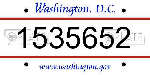 1535652 District Of Columbia License Plate