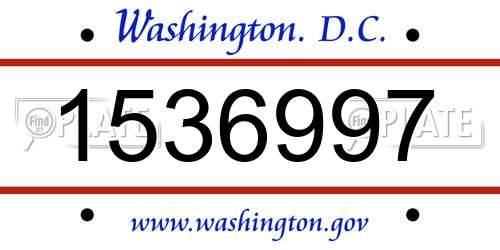 1536997 District Of Columbia License Plate