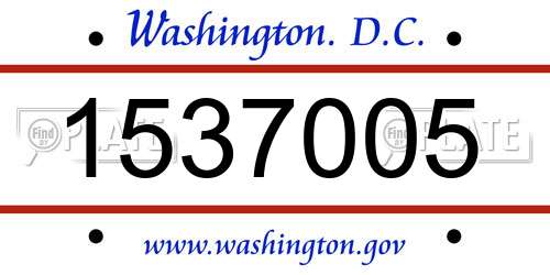 1537005 District Of Columbia License Plate