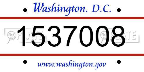 1537008 District Of Columbia License Plate