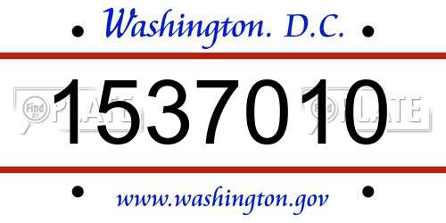 1537010 District Of Columbia License Plate