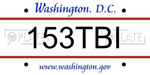 153TBI District Of Columbia License Plate