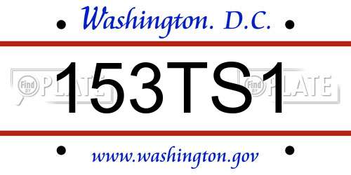 153TS1 District Of Columbia License Plate