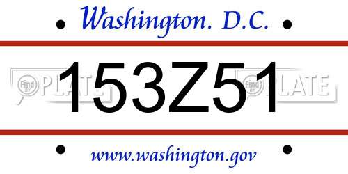 153Z51 District Of Columbia License Plate