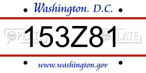 153Z81 District Of Columbia License Plate