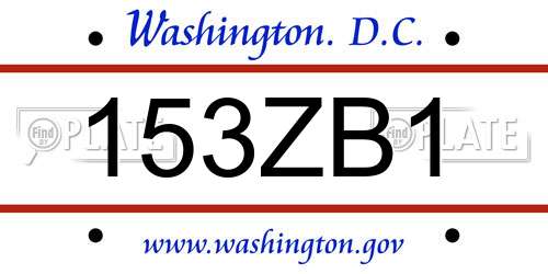 153ZB1 District Of Columbia License Plate
