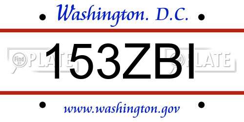 153ZBI District Of Columbia License Plate