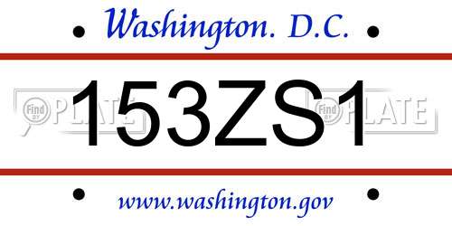 153ZS1 District Of Columbia License Plate
