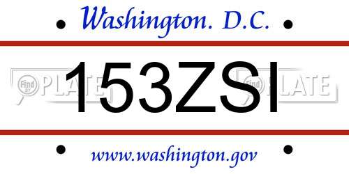 153ZSI District Of Columbia License Plate