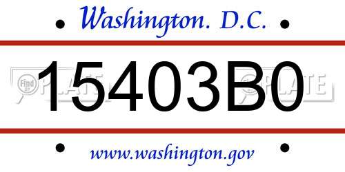 15403B0 District Of Columbia License Plate