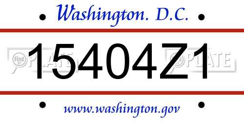 15404Z1 District Of Columbia License Plate