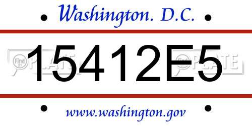 15412E5 District Of Columbia License Plate