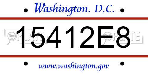 15412E8 District Of Columbia License Plate