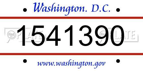 1541390 District Of Columbia License Plate