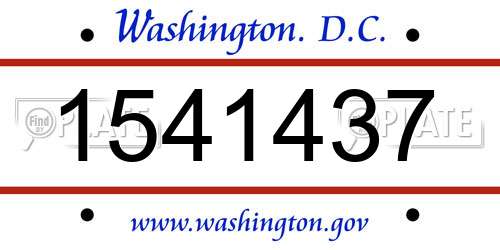 1541437 District Of Columbia License Plate