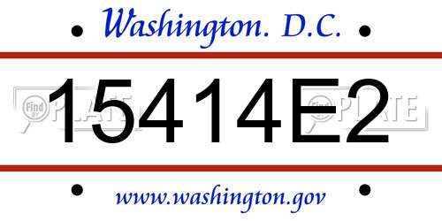 15414E2 District Of Columbia License Plate