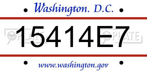15414E7 District Of Columbia License Plate