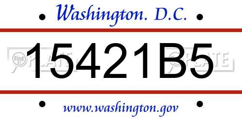 15421B5 District Of Columbia License Plate