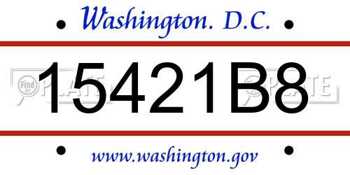 15421B8 District Of Columbia License Plate