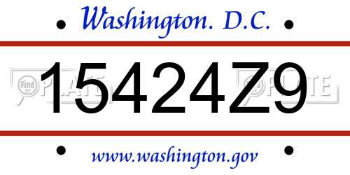15424Z9 District Of Columbia License Plate