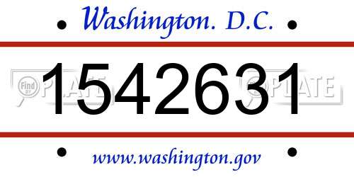 1542631 District Of Columbia License Plate