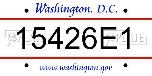 15426E1 District Of Columbia License Plate