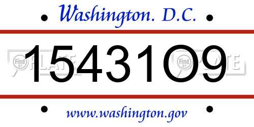 15431O9 District Of Columbia License Plate