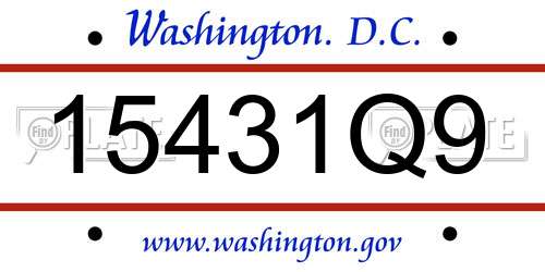 15431Q9 District Of Columbia License Plate