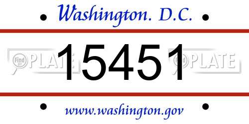 15451 District Of Columbia License Plate