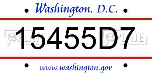 15455D7 District Of Columbia License Plate