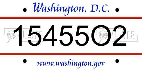 15455O2 District Of Columbia License Plate