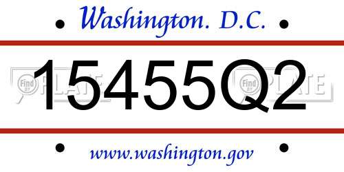 15455Q2 District Of Columbia License Plate