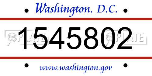 1545802 District Of Columbia License Plate
