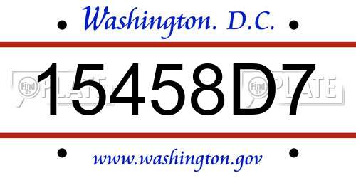15458D7 District Of Columbia License Plate